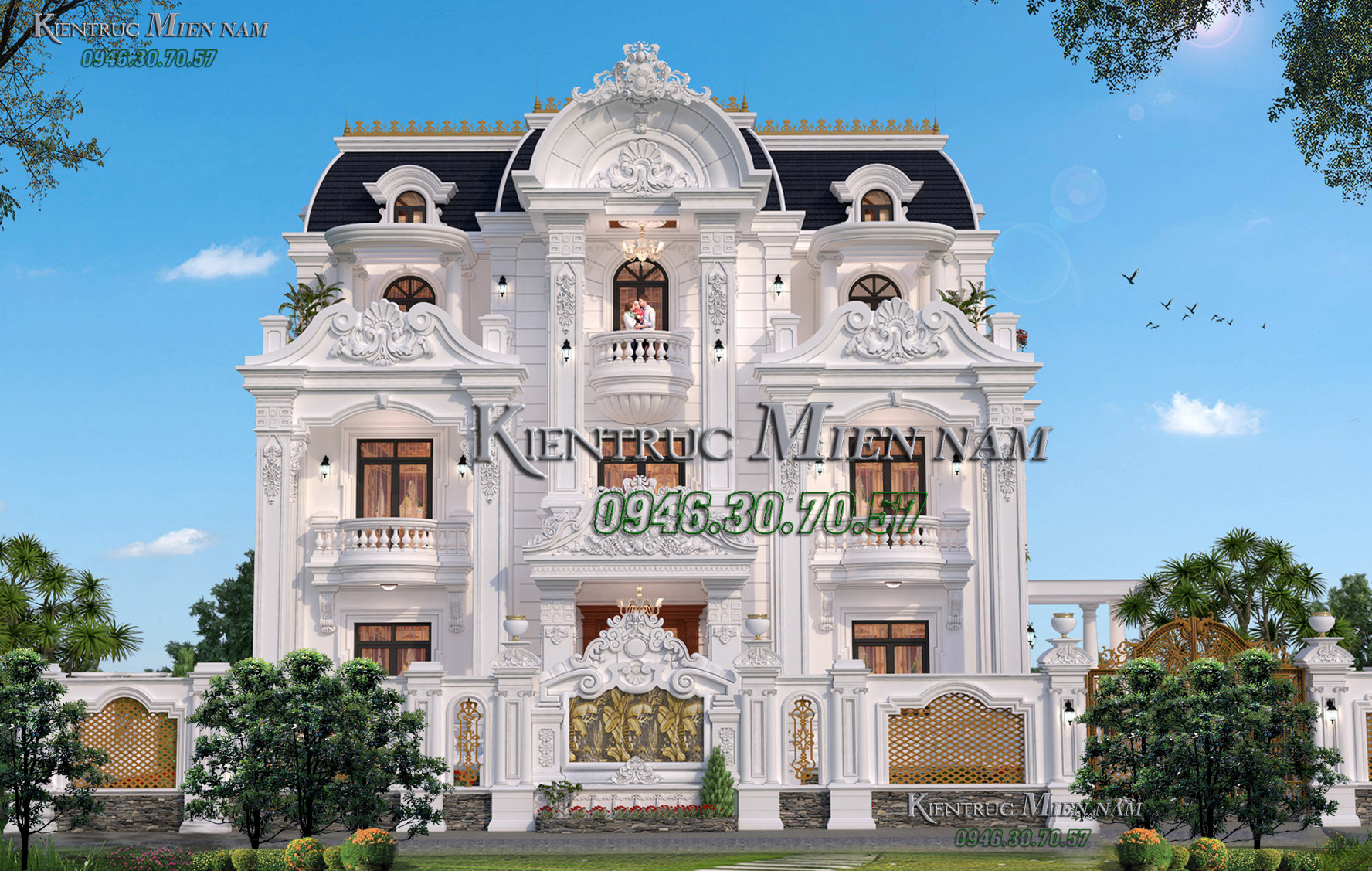 Lâu đài thông tầng tân cổ điển 3 tầng