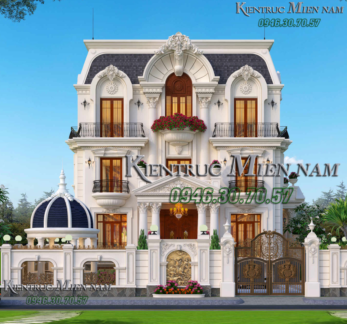 Thiết kế biệt thự 3 tầng tân cổ điển.