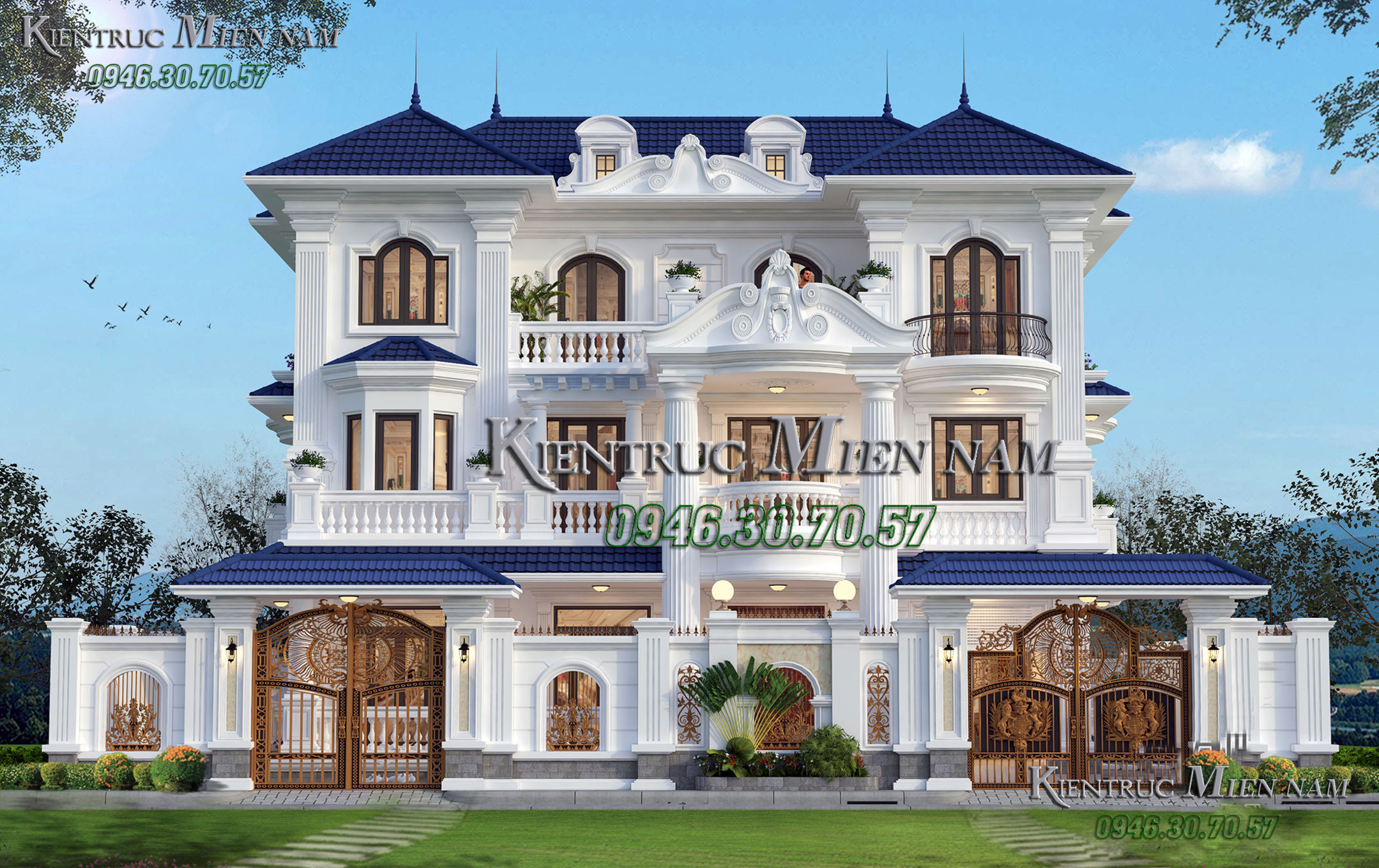 Mẫu thiết kế biệt thự cổ điển 300m2 đẳng cấp nhất