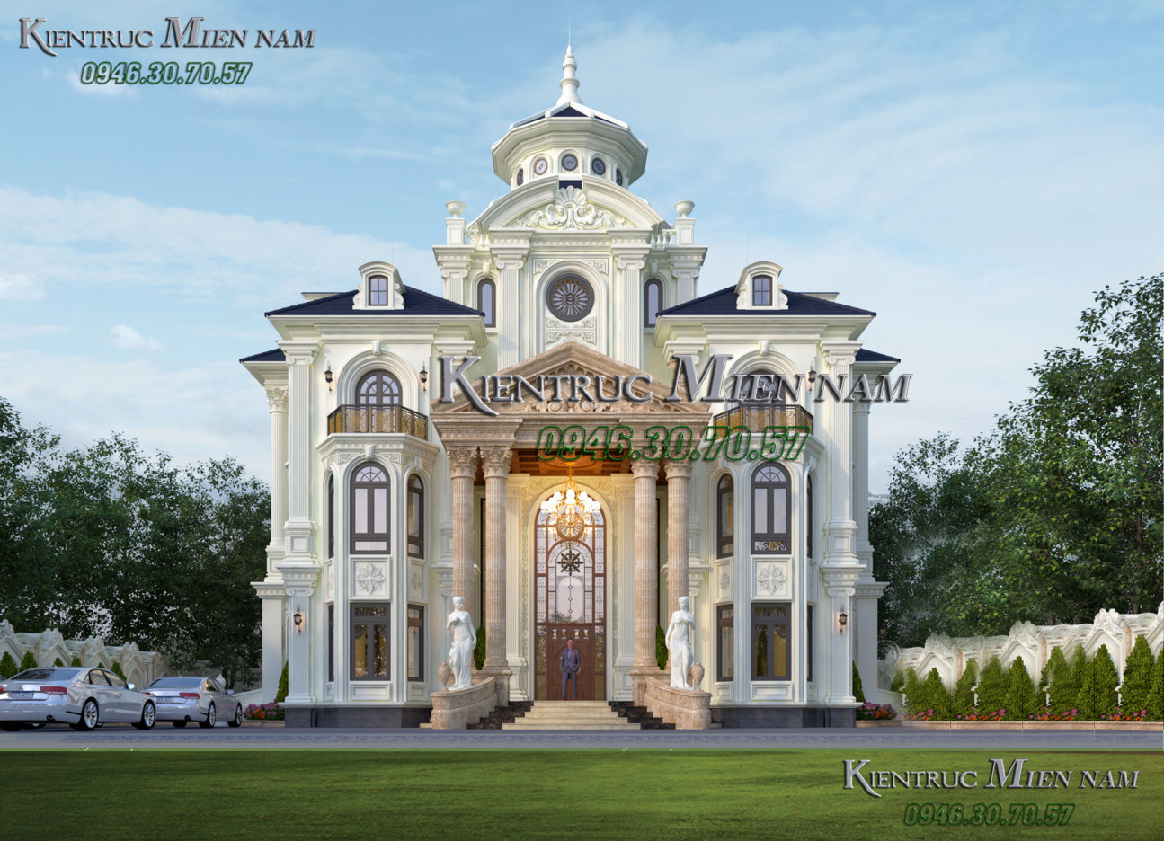 Mẫu biệt thự 3 tầng kiểu Pháp đẹp.