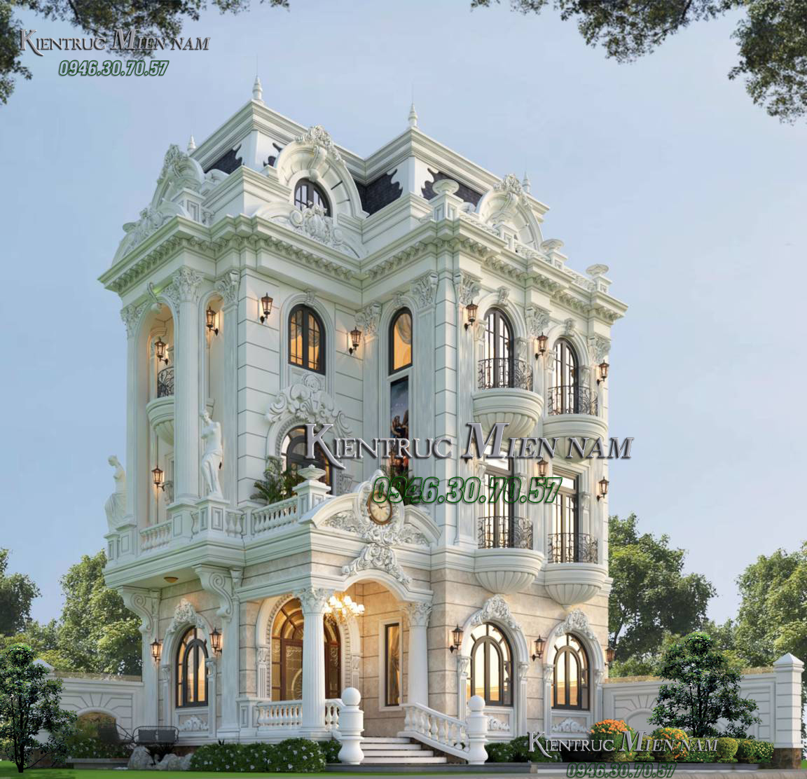Biệt thự 3 tầng tân cổ điển ngang 10m.