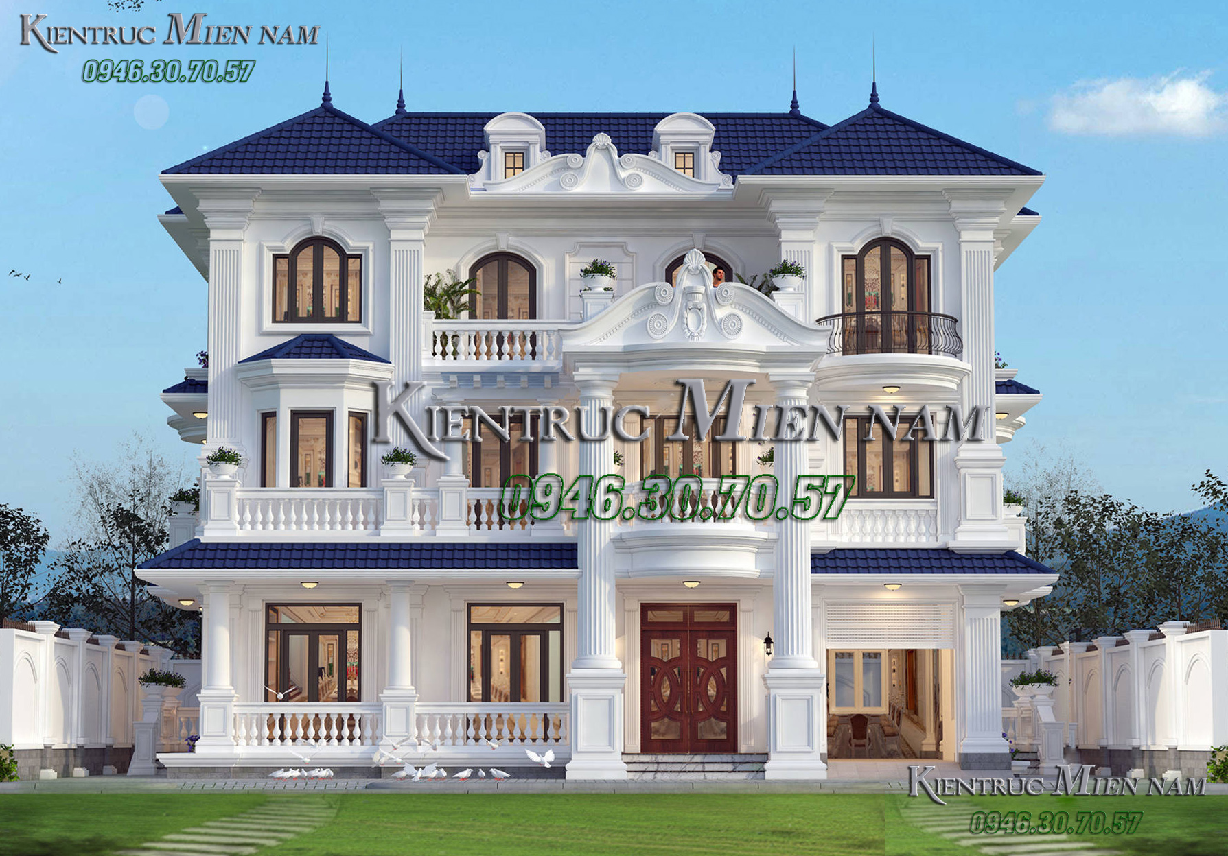 Mẫu thiết kế biệt thự cổ điển 300m2 đẳng cấp nhất