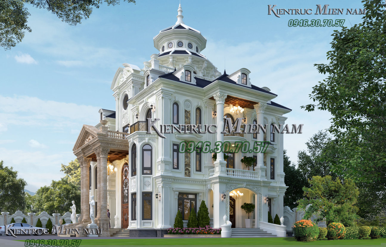 Mẫu biệt thự 3 tầng kiểu Pháp đẹp.