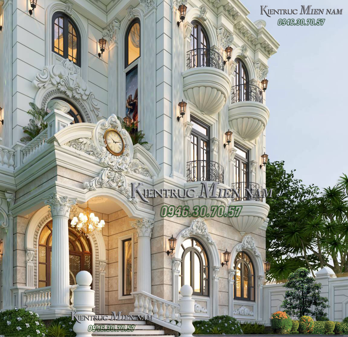 Biệt thự 3 tầng tân cổ điển ngang 10m.