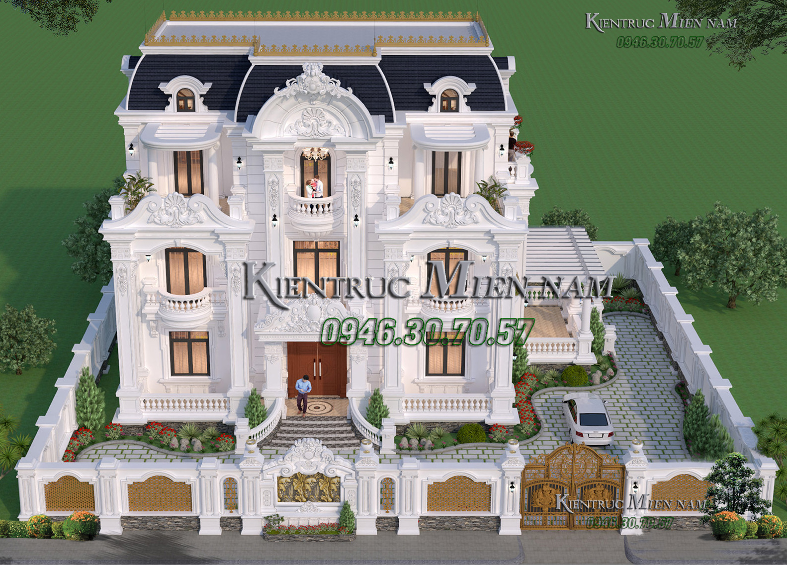 Lâu đài thông tầng tân cổ điển 3 tầng