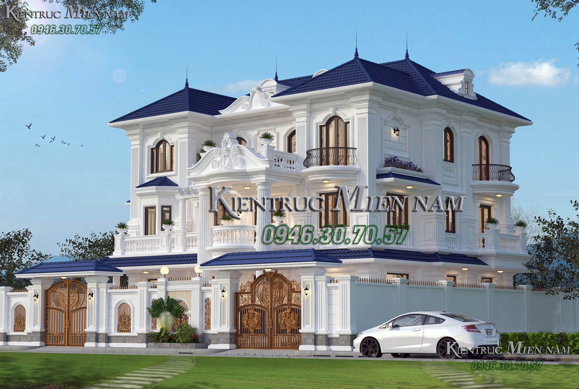 Mẫu thiết kế biệt thự cổ điển 300m2 đẳng cấp nhất