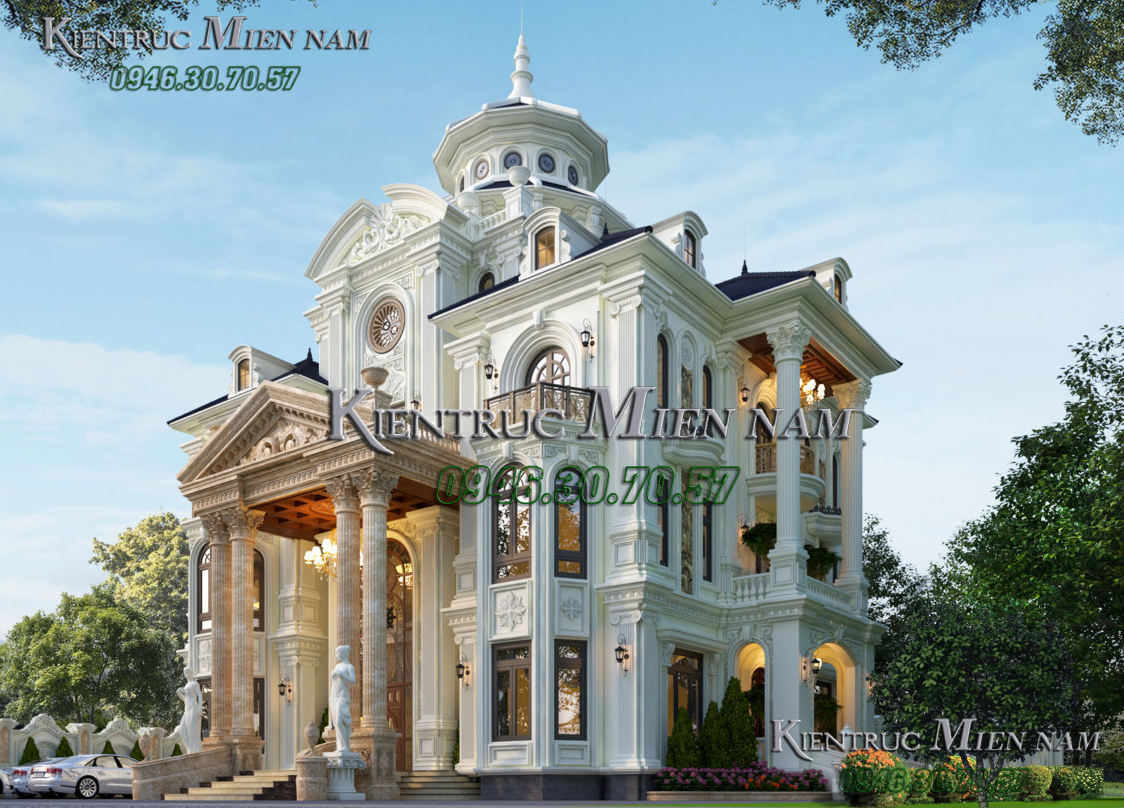 Mẫu biệt thự 3 tầng kiểu Pháp đẹp.