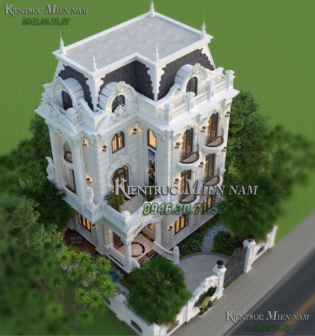 Biệt thự 3 tầng tân cổ điển ngang 10m.