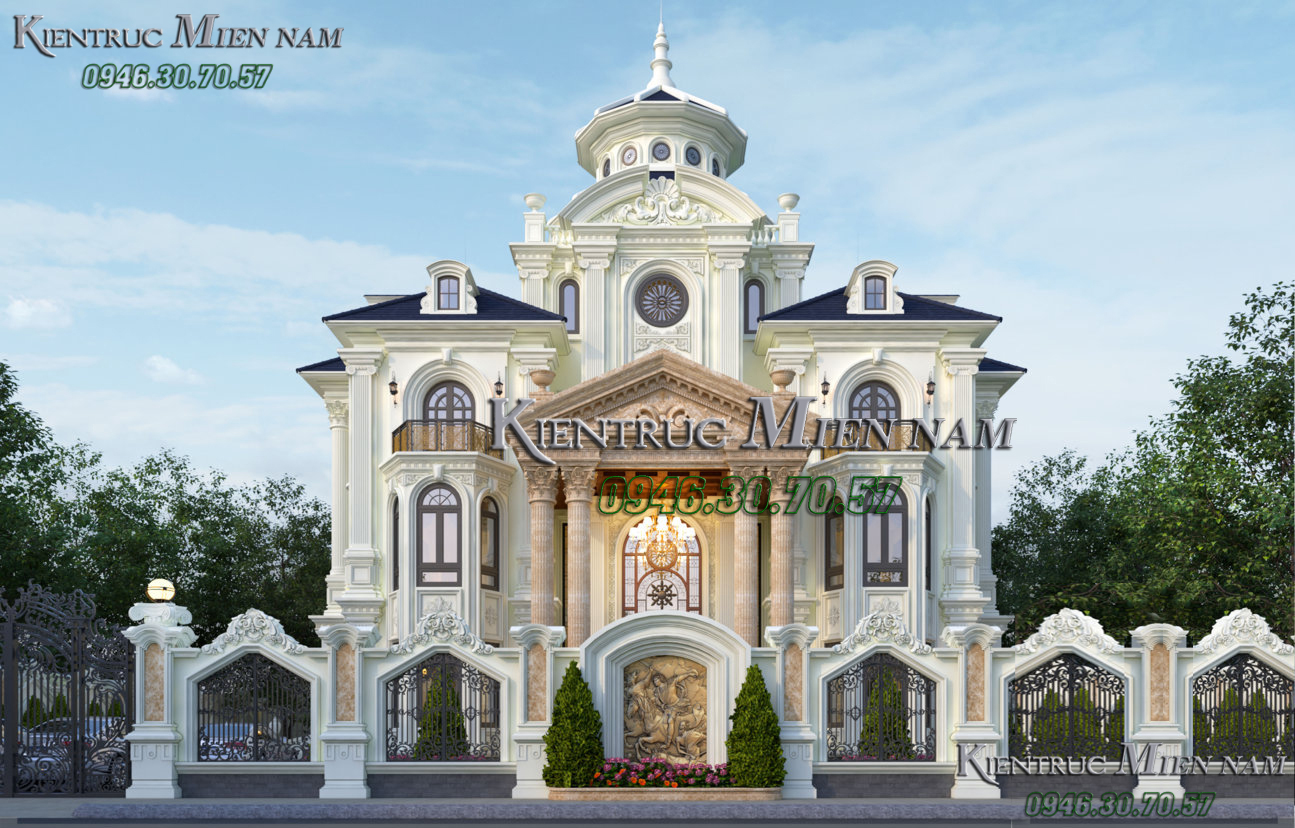 Mẫu biệt thự 3 tầng kiểu Pháp đẹp.