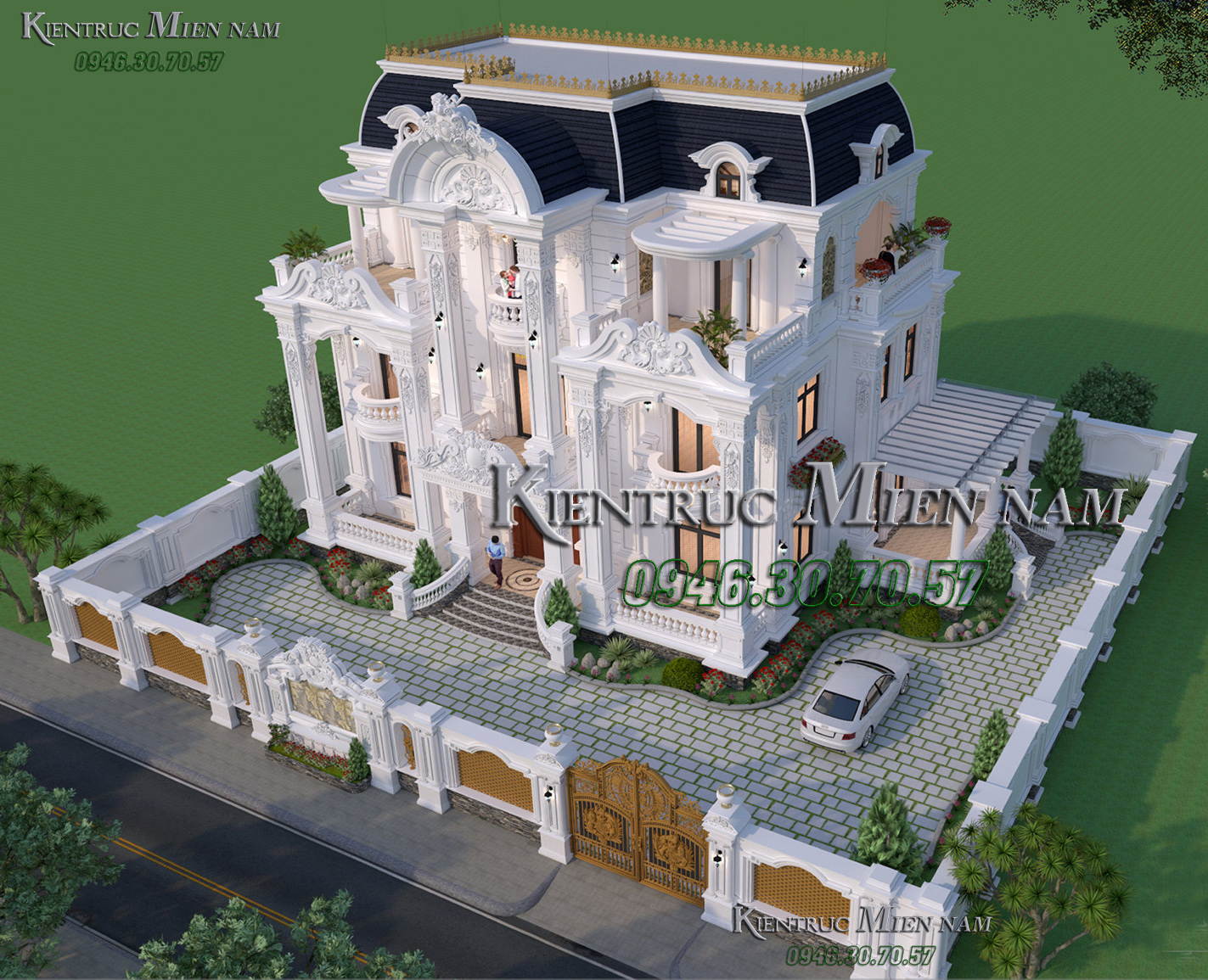 Lâu đài thông tầng tân cổ điển 3 tầng