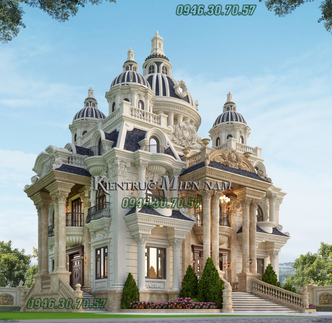 Lâu đài 10 tỷ xây dựng 3 tầng tại miền nam với diện tích trên 1000 m2 sàn.