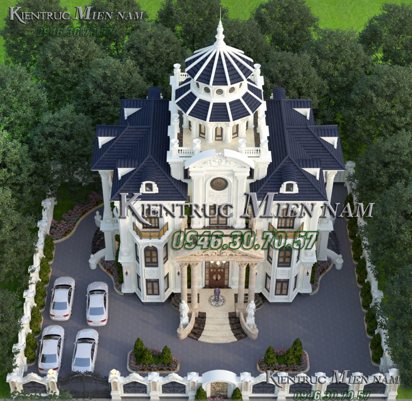 Mẫu biệt thự 3 tầng kiểu Pháp đẹp.