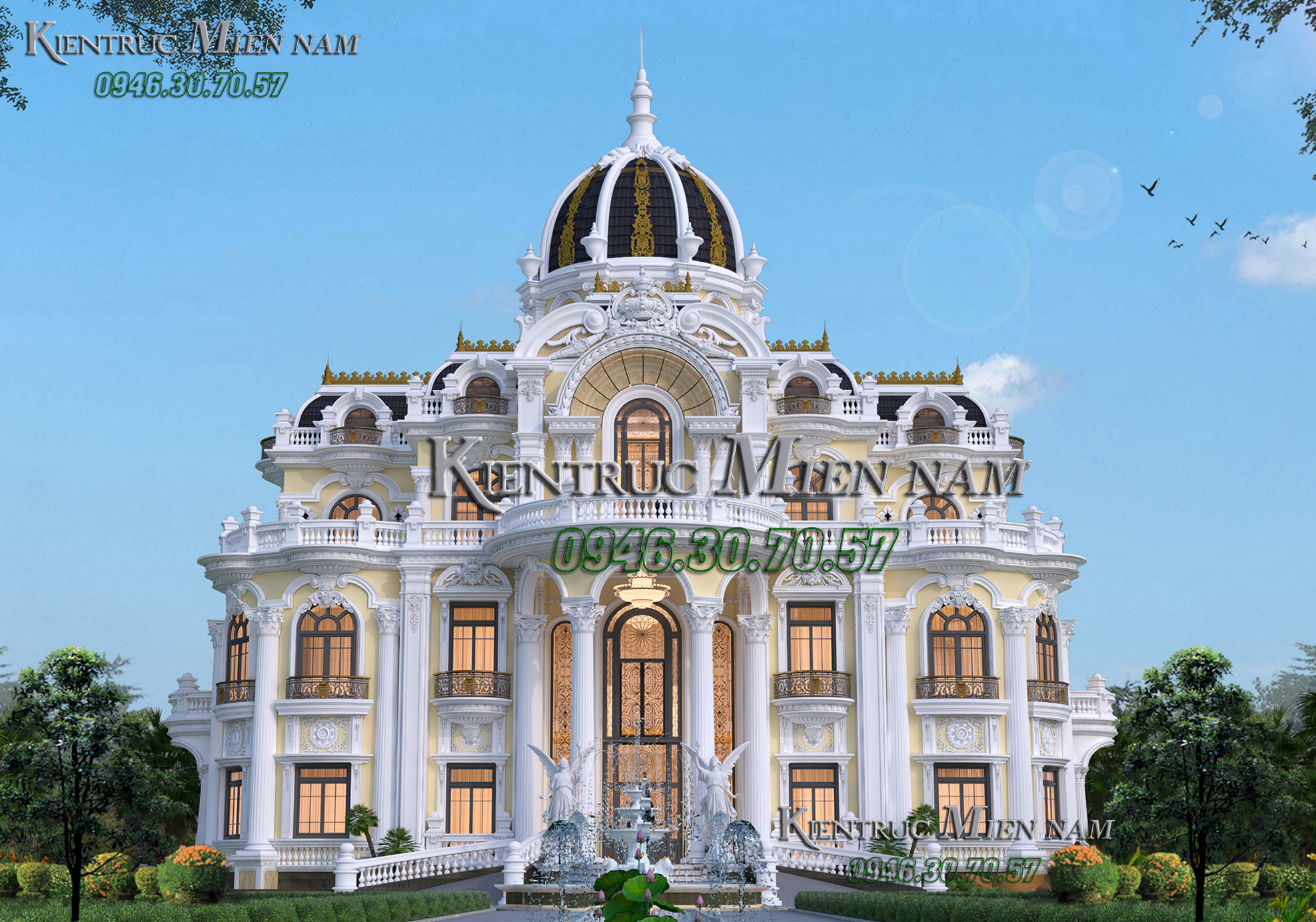 Mẫu biệt thự tân cổ điển Pháp 3 tầng.