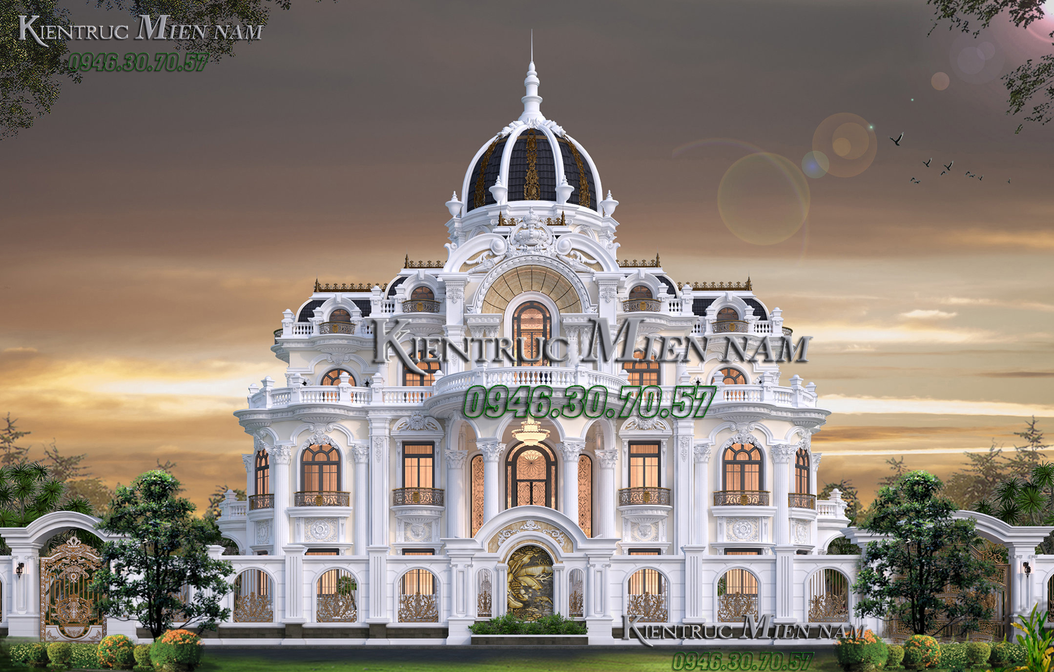 Mẫu biệt thự tân cổ điển Pháp 3 tầng.