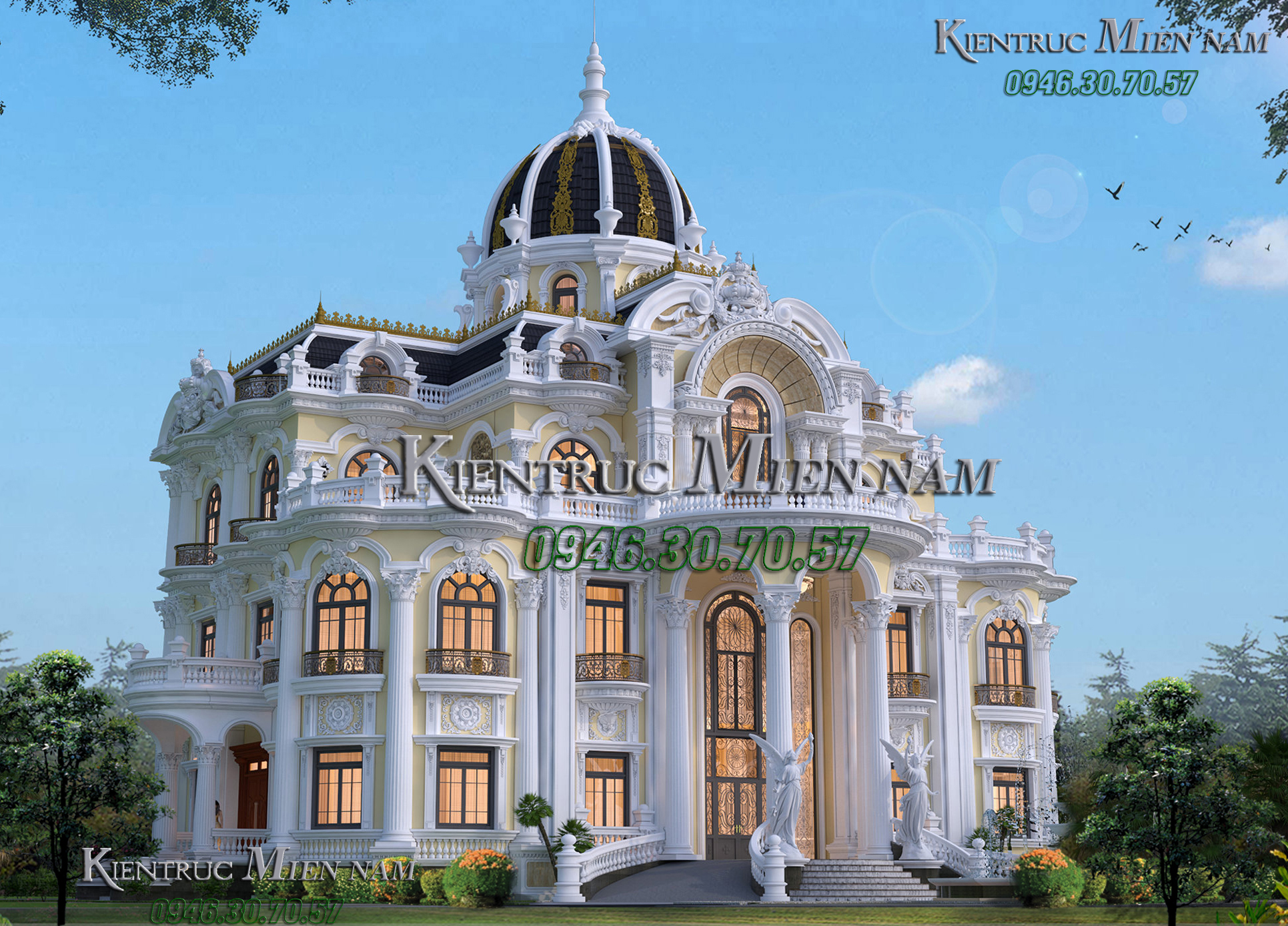 Mẫu biệt thự tân cổ điển Pháp 3 tầng.