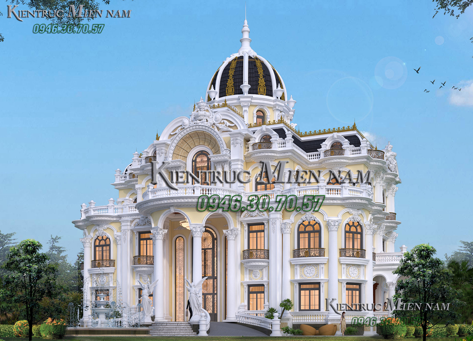 Mẫu biệt thự tân cổ điển Pháp 3 tầng.